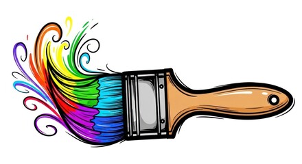 Colorful paintbrush stroke with vibrant colors and creative concept