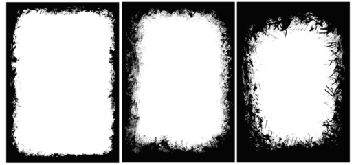 Grunge frame silhouette, comic watercolor background, business photo collage and social media banner border with halftone effect and paint brush stroke texture. Luxury torn paper layout pattern art.