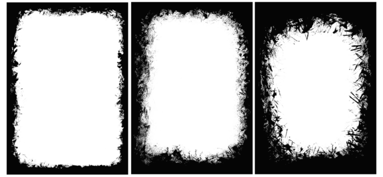 Grunge frame silhouette, comic watercolor background, business photo collage and social media banner border with halftone effect and paint brush stroke texture. Luxury torn paper layout pattern art.