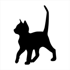 Minimalist vector illustration of a playful cat in modern style, perfect for logo, cartoon character, pet branding, and creative design projects