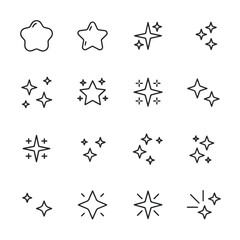 Star and Sparkle Line Icon Set