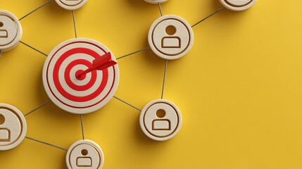 Targeting Strategy for Business with User Connection Concept on Yellow Background