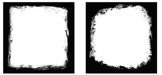 Rectangle Brush stroke, ink paint brush, grunge box. Frame box shape with brush crayon texture. Black grunge rectangles. Square shape for text. Doodle rectangle pastel chalk elements. Brush frame box