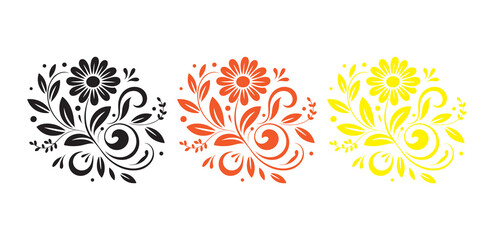 Simple botanical vector art with petals