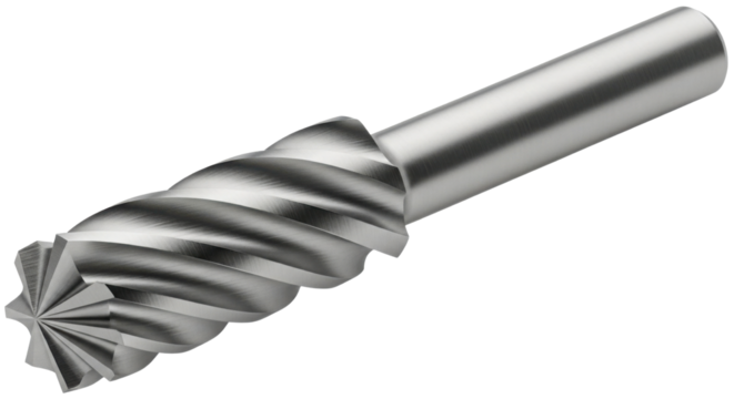 Carbide burr rotary file for metalworking isolated PNG with Transparent Background