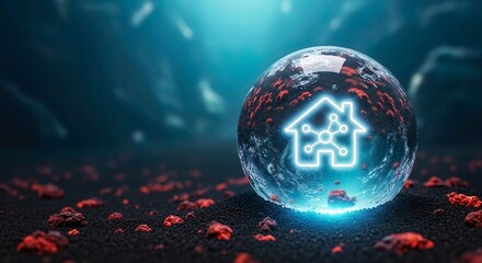 Smart Home Technology Concept Futuristic Glow Sphere