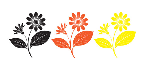 Decorative blossom design in three colors