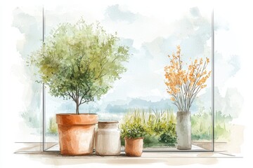 Exploring Artistic Windows to Nature in Watercolor Painting and Business Innovations