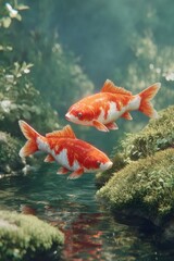 Exploring the Tranquil Beauty of Interlocking Gear Koi Fish in a Serene Pond Setting
