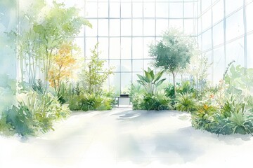 Exploring Futuristic Workspaces through Watercolor Art: The Garden of Generative AI Creativity