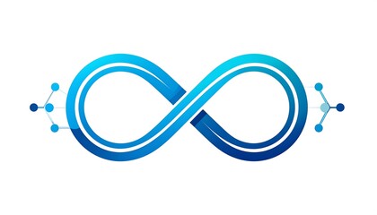 Abstract infinity symbol with gradient blue lines and connecting dots