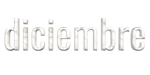 3D White Marble "Diciembre" Text