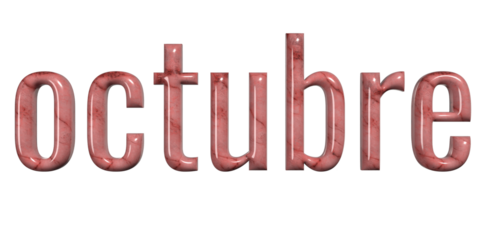 3D Red Marble "Octubre" Text - Modern Polished Typography for the Month of October