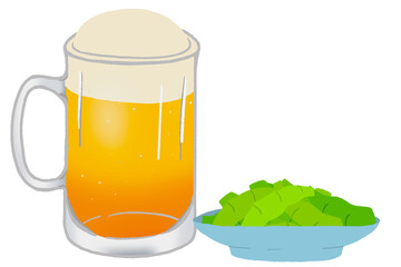 枝豆とビールジョッキセット