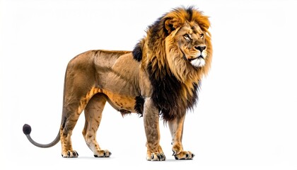 Obraz premium Majestic male feline, full body shot, standing with regal posture against white