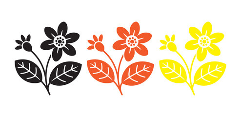 Bright summer floral symbols for creative design