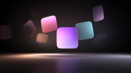 Abstract Pastel Rectangles on Dark Gradient Background