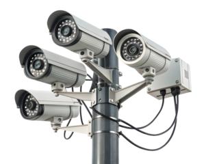 CCTV cameras isolated on white or transparent background