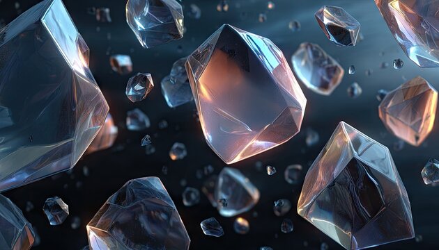 Abstract crystalline fragments in motion - Powered by Adobe