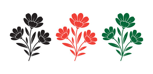Vector flower icons in gradient color variations