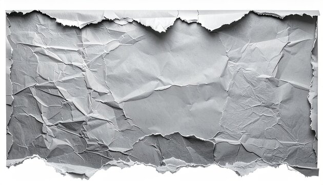 A torn and crumpled piece of paper with jagged edges, showing texture and shadows