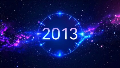 Futuristic clock with year 2013 in space