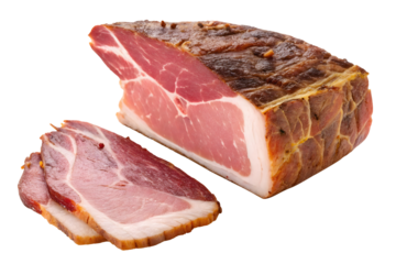 Frozen meat chunk isolated on white or transparent background