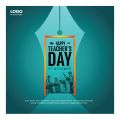 Happy Teacher's day concept vector illustration background. Creative teacher's day vector education concept.