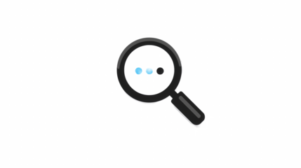 Magnifier search icon with shadow on dark background