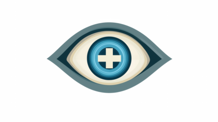 Medical eye icon centered layout with blue cross