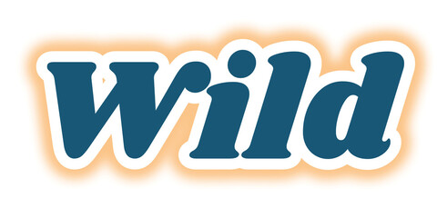 Wild in bold dark blue font with white outline and orange glow—perfect for adventure branding, nature visuals, or energetic outdoor campaigns