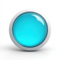 3D rounded button, white background, cyan gradient, glossy effect, ultra HD
