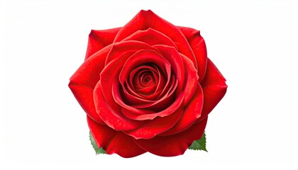 Vibrant, close-up of a perfectly bloomed red flower, isolated on white