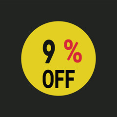 9% off coupon discount icon vector design background.