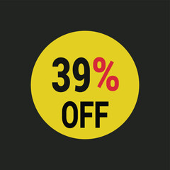 39% off coupon discount icon vector design background.