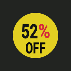 52% off coupon discount icon vector design background.