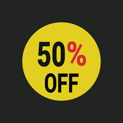 50% off coupon discount icon vector design background.