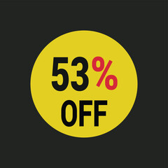 53% off coupon discount icon vector design background.