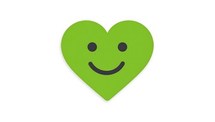 A green heart shape with a smiling face