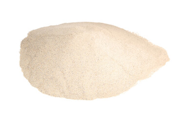 Heap of light beach sand on white background