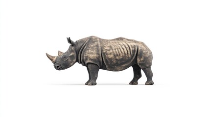 Fototapeta premium Isolated rhinoceros illustration on white background wildlife animal concept