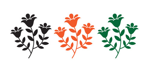 Abstract flower illustration in three variations
