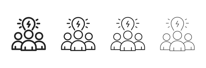 Brainstorm Icon Set With Multiple Line Styles Vector Illustration 