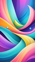 Abstract, colorful, flowing ribbons of vibrant shades