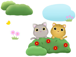 草原のネコの背景　K-1'