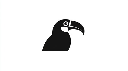 Naklejka premium Silhouette of a toucan bird in monochrome style on a white background