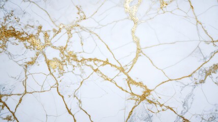 Fototapeta premium Luxurious white marble surface with delicate gold veins, embodying elegance and modern sophistication.