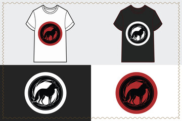 T shirt design wolf silhouette in red circle logo t shirts animal