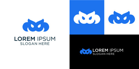 Modern sleek owl logo design template for creative businesses seeking a memorable and eye catching brand identity that conveys wisdom, intelligence, and a touch of mystery
