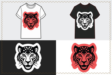 Stylized leopard head graphic T shirt design t-shirts animal